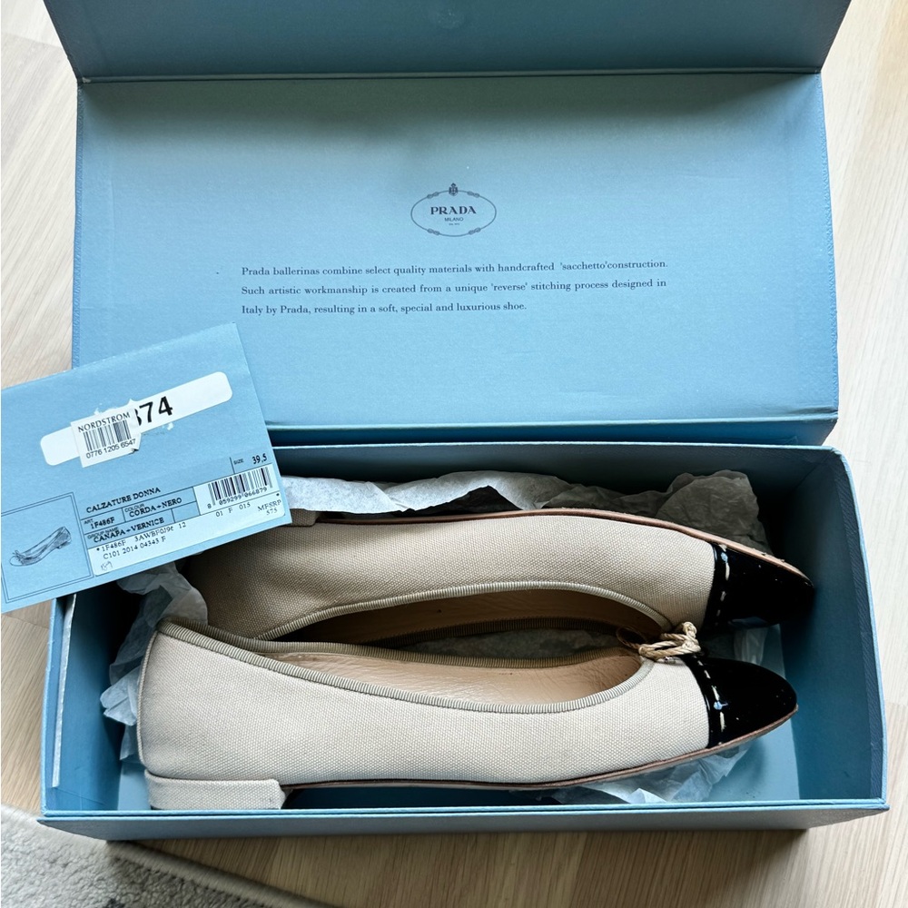 PRADA Canvas Colorblock Pattern flats 9.5 - Picture 2 of 9